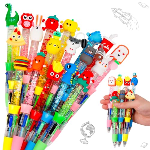 CZWZ 20Pcs Multicolor Pens in One 4-in-1 Cute Pens Bulk for Kids, Ballpoint Pen for Birthdays and Children's Parties, Fun Gif