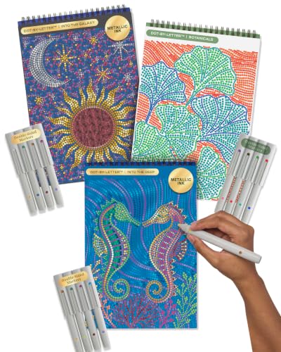 Lifelines FlowArt Activity Pads 3-Pack, Dot-by-Letter Guided Coloring Books