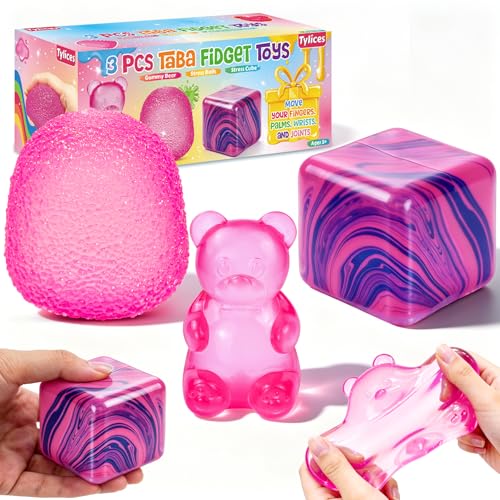 3Pcs Taba Squishies Fidget Toys, Stress Balls for Kids and Adults, Squishies Stress Cube, Sensory Toys for Kids with Autism,