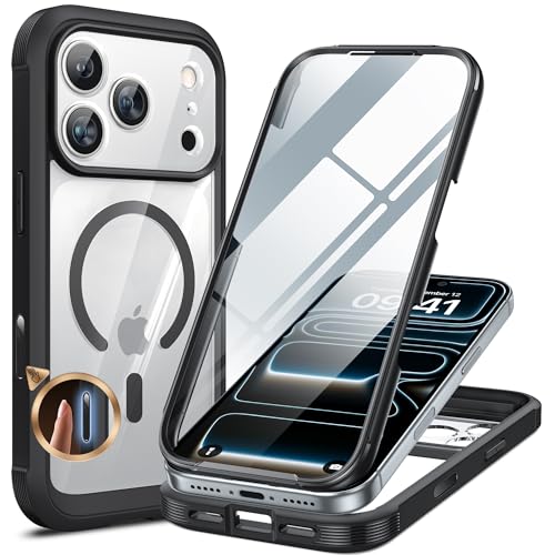 Miracase for iPhone 17 Pro Max Case 6.9" Full-Body Phone Case with Built-in Glass Screen Protector& Full Camera Protector, Ca