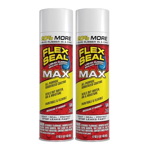Flex Seal Spray Rubber Sealant Coating, Waterproof, White, 17 oz, 2-Pack