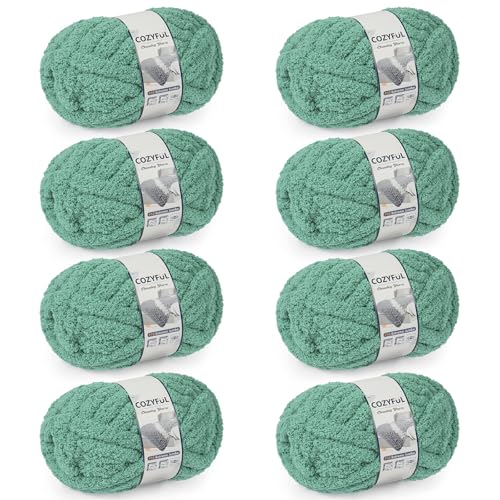Cozyful Chunky Yarn for Hand Knitting - #10 Chunky Chenille Yarn, Jumbo Big Thick Chunky Yarns for Crocheting, Super Bulky Ch