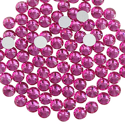 Beadsland Flat Back Crystal Rhinestones,Fuchsia, SS20, 1440pcs