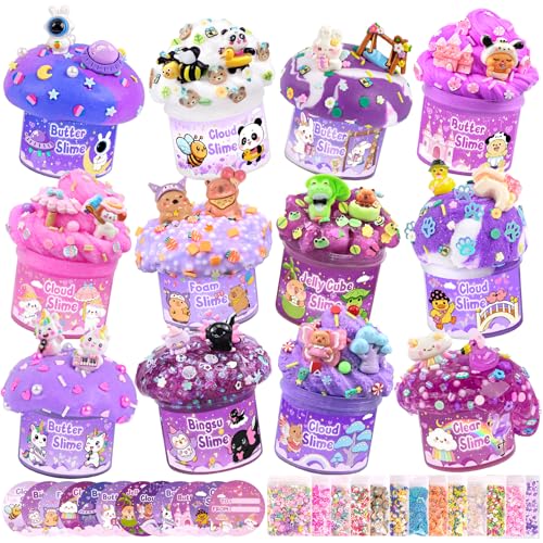 12-Pack Purple Slime Kit for Kids, Butter Cloud Squishy Party Favor Set