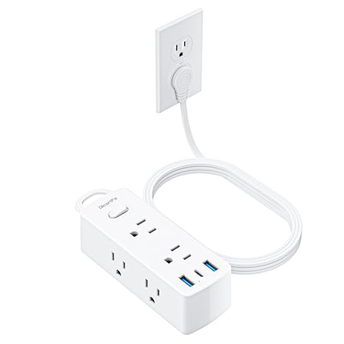 Olcorife Flat Plug Power Strip with 20 FT Extension Cord, 6 Outlets 3 USB Ports(1 USB C), 3 Sided Outlet Extender for Home Of