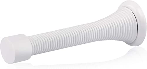 HOMOTEK 20 Pack Spring Door Stops,3-1/8” Heavy Duty Door Stop - Flexible Spring Door Stopper with Low Mounted White Rubber Bu