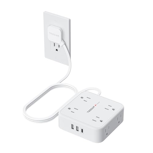 TESSAN Surge Protector Power Strip with 900J Surge Protection, 5 Ft, White