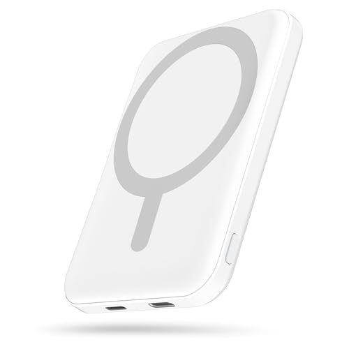 podoru for Magsafe Battery Pack 5000mAh Magnetic Power Bank with Type-C Cable 20W PD Fast Charging Lighting Input Wireless Po