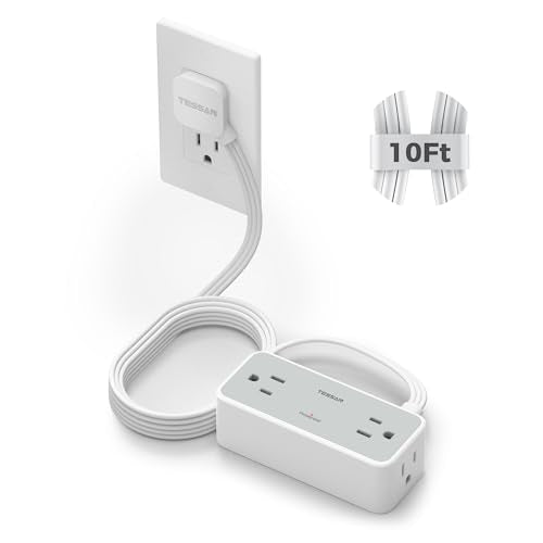 TESSAN Extension Cord 10 FT, Power Strip with 900J Surge Protection, Grey