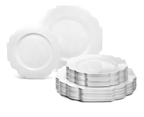 " OCCASIONS " 80 Plates Pack,(40 Guests) Heavyweight Wedding Party Disposable Plastic Plates Set -40 x 10.5'' Dinner + 40 x 8