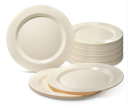 " OCCASIONS " 120 Plates Pack, Heavyweight Disposable Wedding Party Plastic Plates (7.5'' Appetizer/Dessert Plate, Plain Ivor