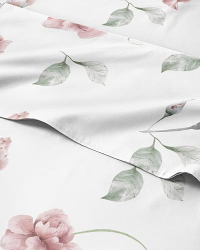 Split King 5 Piece Floral Sheet Set - Soft, Breathable & Cooling - Rosebud