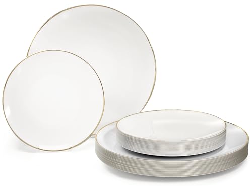 " OCCASIONS " 120 Plates Pack,(60 Guests) Premium Wedding Party Disposable Plastic Plates Set -60 x 10.25'' Dinner + 60 x 7.5