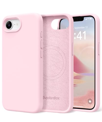 SuydanBox Magnetic for iPhone 17e/iPhone 16e Case Silicone Chalk Pink