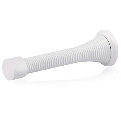 HOMOTEK 30 Pack Spring Door Stops,3-1/8” Heavy Duty Door Stop - Flexible Spring Door Stopper with Low Mounted White Rubber Bu