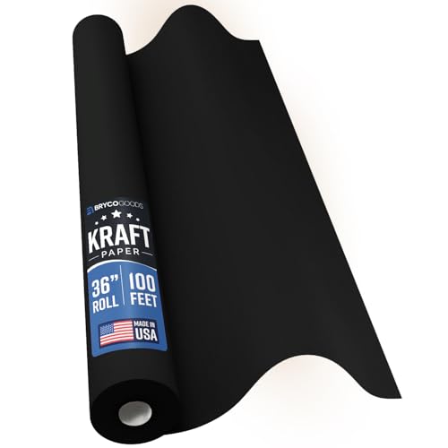 Bryco Goods 36” x 1200” (100’) Black Kraft Paper Roll - Made in USA - Ideal for Bulletin Board, Packing, Shipping, Arts & Cra