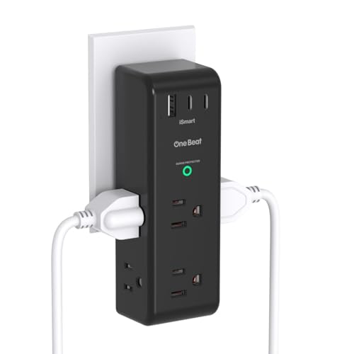 Surge Protector Outlet Extender, Multi Plug Wall Outlet,Rotating Plug,Black
