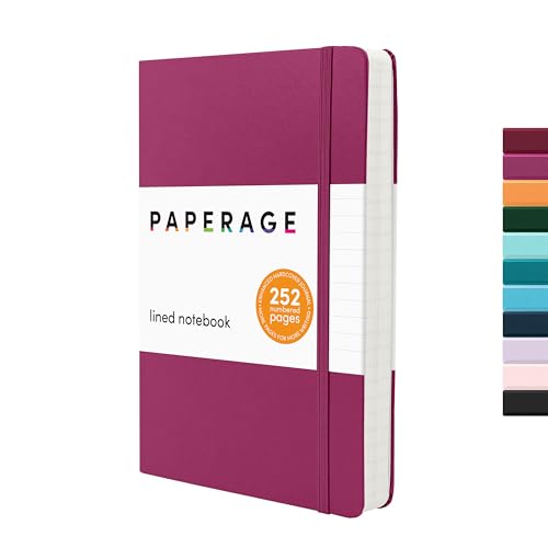 PAPERAGE Lined Journal Notebook, Hardcover Journal for Women & Men, 252 Pages, (5.6 in x 8 in), College Ruled Journaling Note