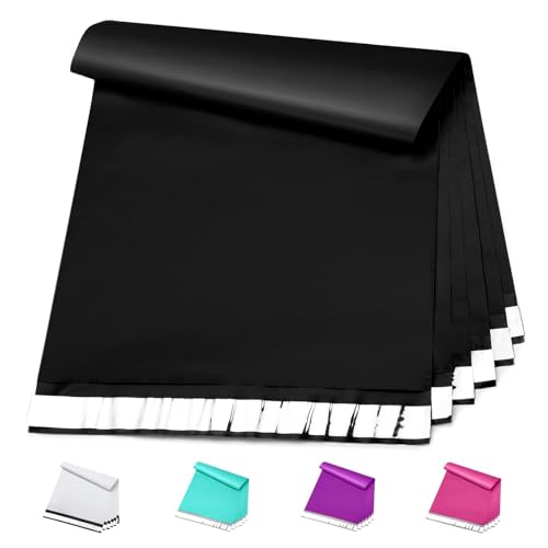 Metronic Black Poly Mailers 14.5x19 100 Pack, Large Self Seal Shipping Bags