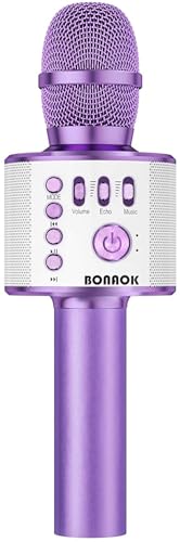 BONAOK Wireless Bluetooth Karaoke Microphone, 3-in-1 Portable Handheld Mic Speaker Machine for All Smartphones, for Girls Boy