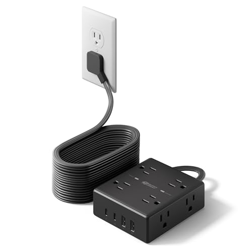 SUPERDANNY Extension Cord,Flat Plug Surge Protector Power Strip,20Ft