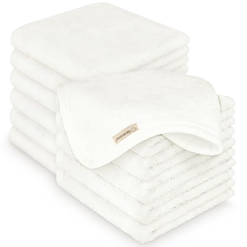 12-Pack Baby Washcloths, Soft Absorbent Washcloths for Face, Body (White)