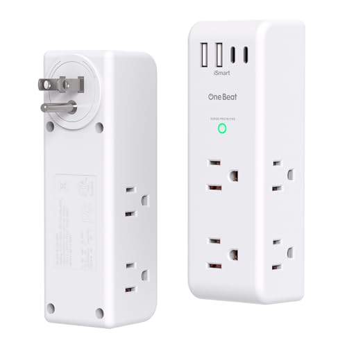 2 Pack Surge Protector Outlet Extender, Rotating Plug USB Wall Outlet,White