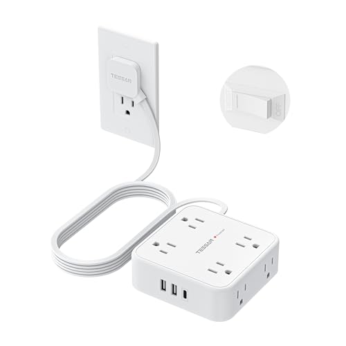 TESSAN Surge Protector Power Strip with 900J Surge Protection, 10 Ft, White