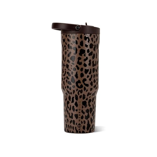 HydroJug Sport 40 oz Insulated Stainless Steel Water Bottle, Brown Leopard