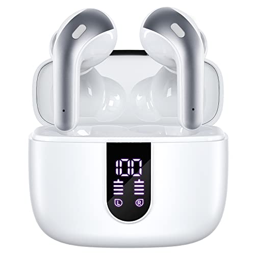 TAGRY Bluetooth Headphones True Wireless Earbuds 60H Playback LED Power Display Earphones with Wireless Charging Case IPX5 Wa