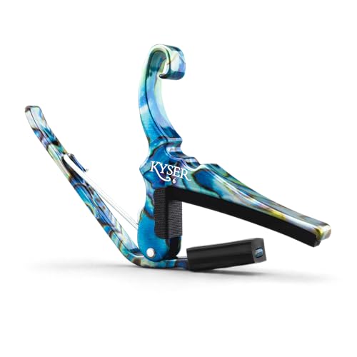Kyser Musical Products Quick-Change Guitar Capo, KG6ABA, Abalone - For 6-String Acoustic Guitars, Made in USA, Quality, Stron