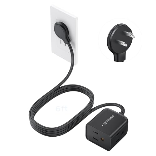 TROND 2 Prong to 3 Prong Extension Cord 6ft, Polarized Flat Plug, 3 AC