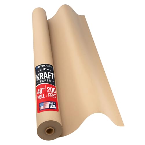 Bryco Goods 48" x 200' (2400") Brown Kraft Paper Roll, Made in USA