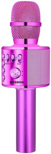 BONAOK Bluetooth Karaoke Microphone, Wireless Mic for Kids Adults to Sing