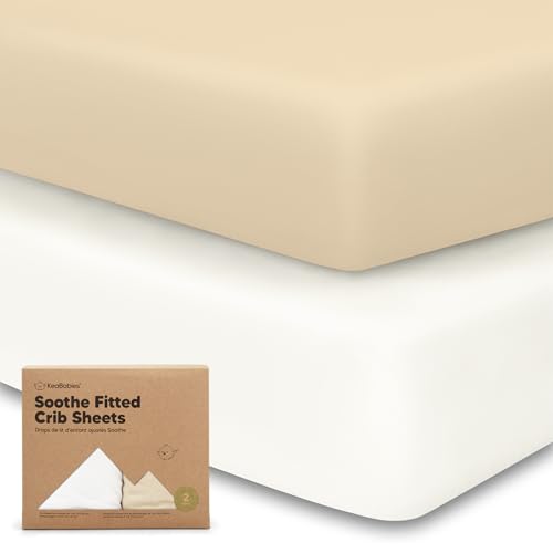 KeaBabies 2pk Organic Cotton Crib Sheets for Boys Girls 52x28, Khaki