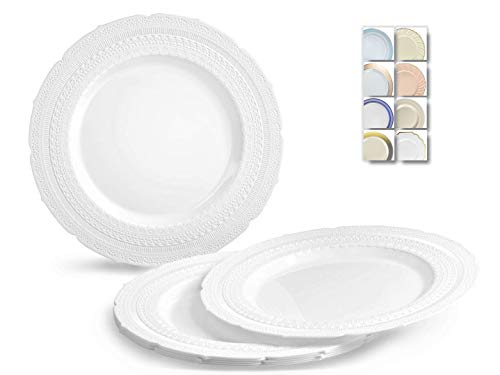 " OCCASIONS " 40 Plates Pack, Extra Heavyweight Vintage Wedding Party Disposable Plastic Plates (11'' Dinner Plate, Chateau i