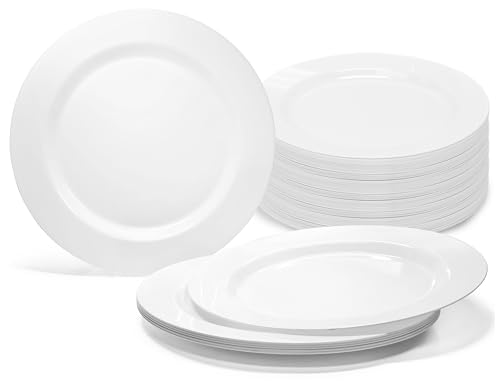 " OCCASIONS " 120 Plates Pack, Heavyweight Disposable Wedding Party Plastic Plates (7.5'' Appetizer/Dessert Plate, Plain Whit