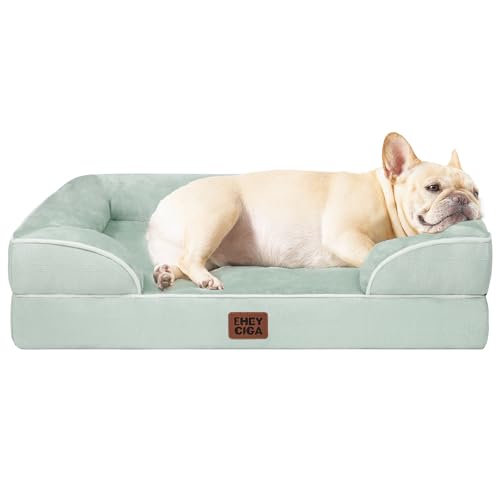 EHEYCIGA Orthopedic Dog Bed for Medium Dogs, Waterproof Memory Foam, Sage Green, 30"L x 20"W x 6.5"Th