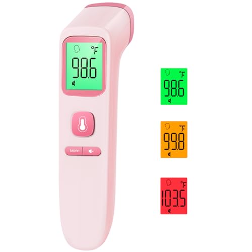 No-Touch Thermometer for Adults, Kids, Babies, 1-Sec Fast Accurate (Pink)