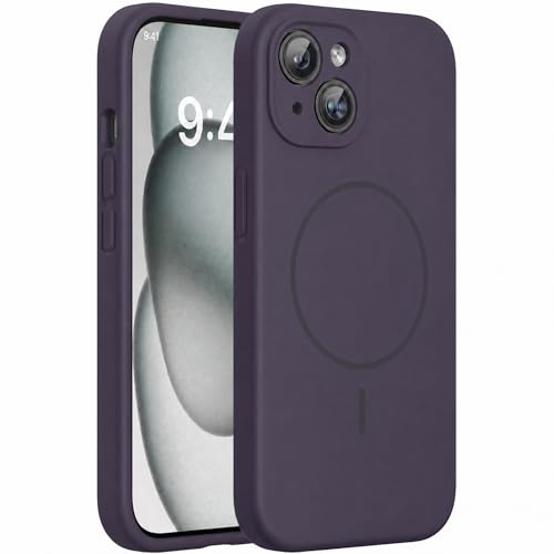 Miracase Silicone & Magnetic for iPhone 15 Case, Dark Purple