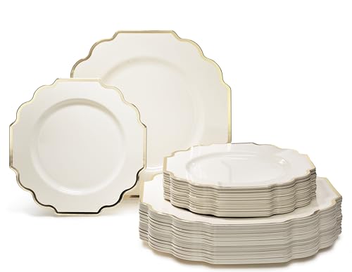 " OCCASIONS " 80 Plates Pack,(40 Guests) Heavyweight Wedding Party Disposable Plastic Plates Set -40 x 10.5'' Dinner + 40 x 8