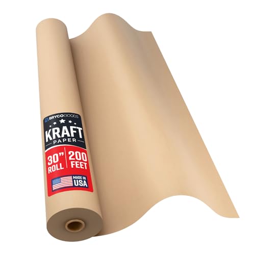Bryco Goods 30" x 200' (2400") Brown Kraft Paper Roll - USA Made - Versatile for Different Arts and Crafts Projects - Pin Up 