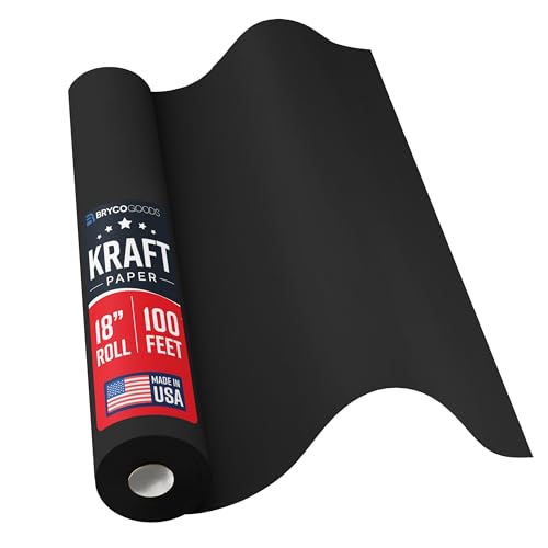 Bryco Goods Black Kraft Paper Roll - 18 Inch x 100 Feet - Ideal for Packing, Shipping, Arts & Crafts, Poster, Bulletin Board,