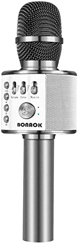BONAOK Bluetooth Karaoke Microphone, Portable Mic for Adults Kids