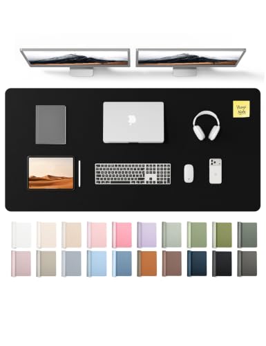 YSAGi Leather Desk Pad Protector, Office Desk Mat, Large Mouse Pad, Non-Slip PU Leather Desk Blotter, Laptop Desk Pad, Waterp