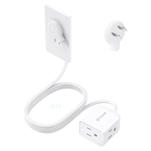 TROND 2 Prong to 3 Prong Extension Cord 6ft, Polarized Flat Plug, 3 AC