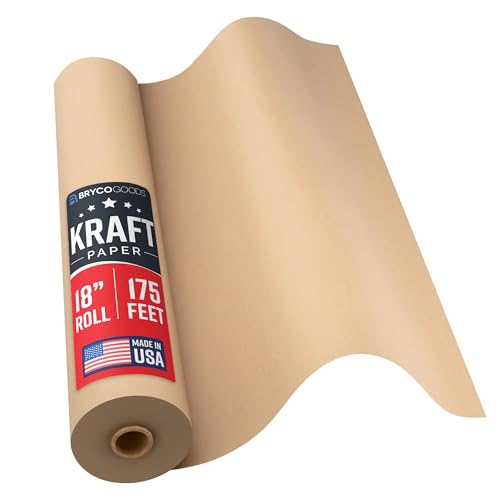 Bryco Goods Jumbo Kraft Paper Roll - Brown - 18" x 2100" (175') - USA Made - Suitable for Packing - Moving - Shipping - Craft