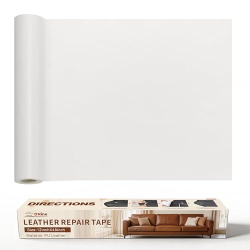 ONine Leather Repair Patch，Leather Repair Tape, 12 x 48 inches Leather Repair Patch for Furniture,Vinyl Repair Kit，Leather Co