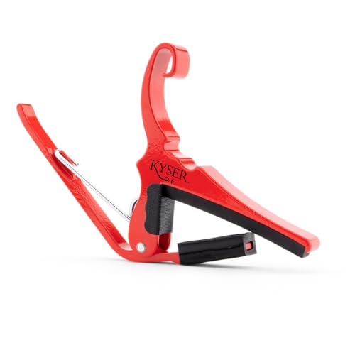 Kyser Musical Products Quick-Change Guitar Capo, KG6LRA, Lipstick Red - For 6-String Acoustic Guitars, Made in USA, Quality, 