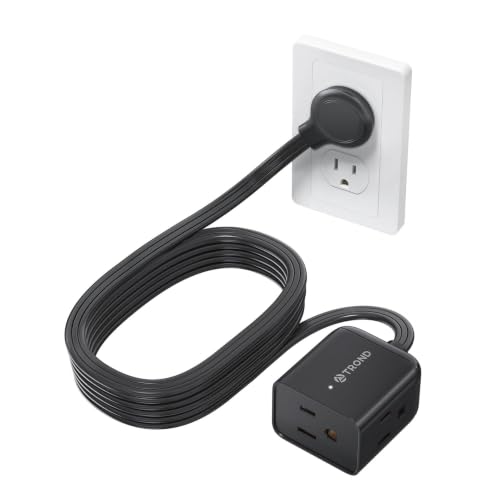 TROND Leftward Flat Plug Extension Cord 10ft for Small Tight Spaces, Black